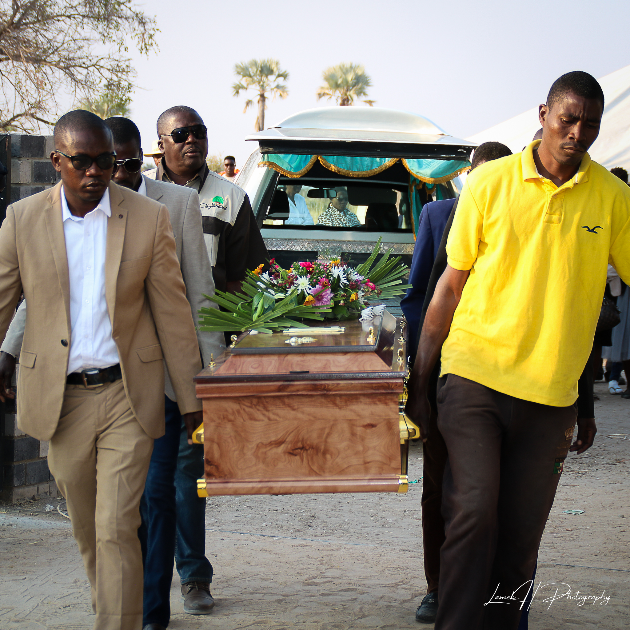 Outdoor wedding reception under fairy lights in Namibia