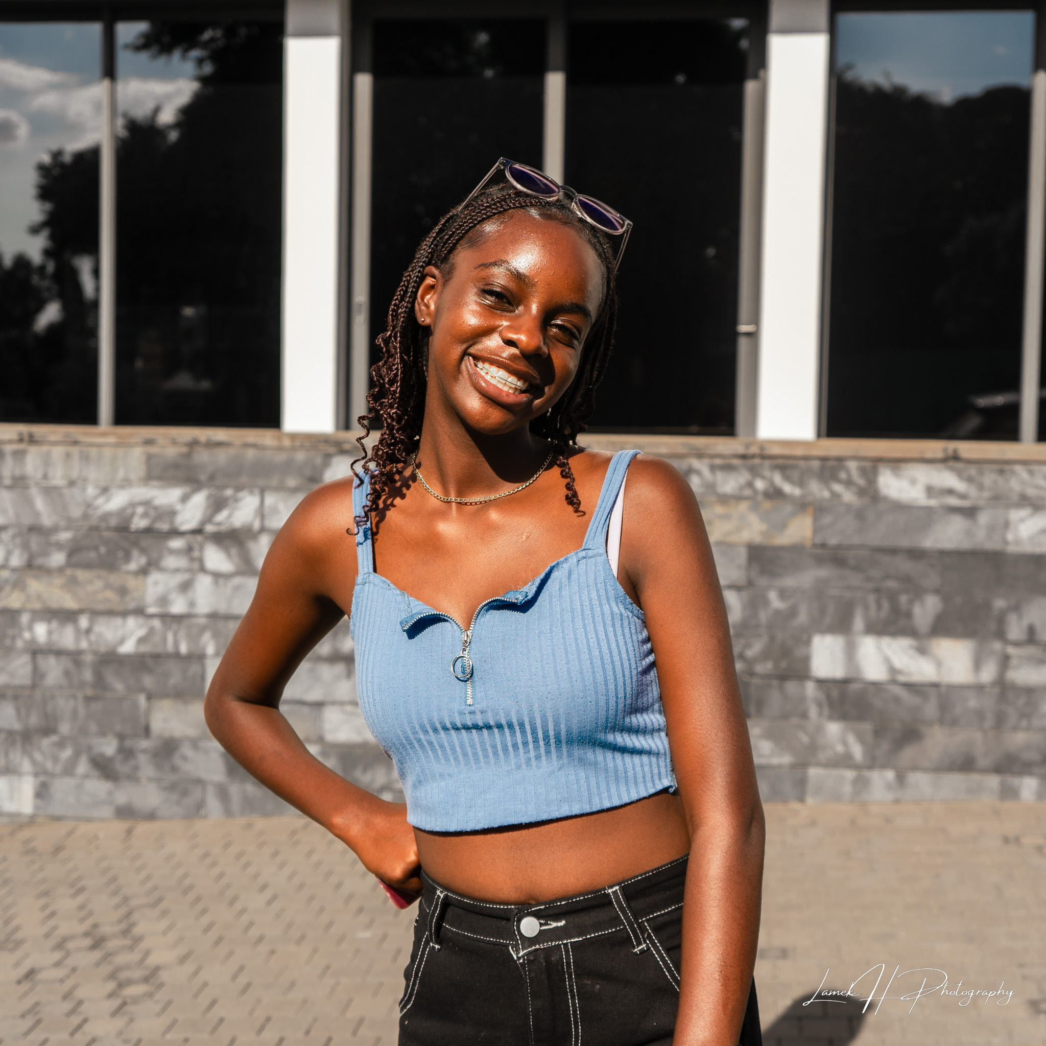 Urban street photography session featuring a stylish model