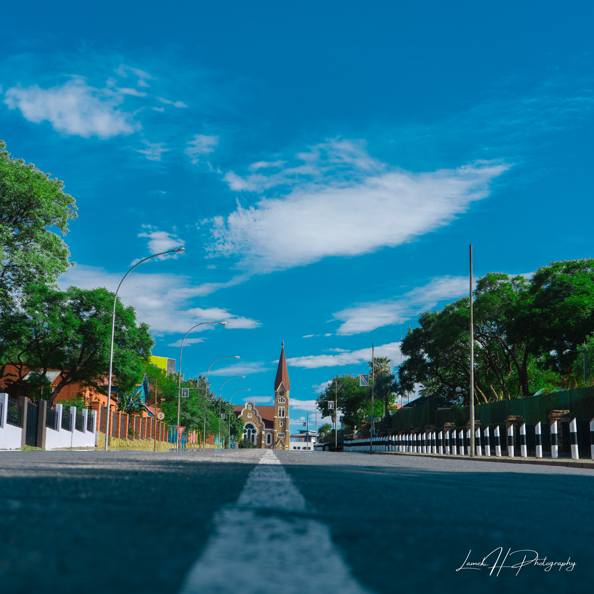 Serene mountain landscape with a clear blue sky in Namibia