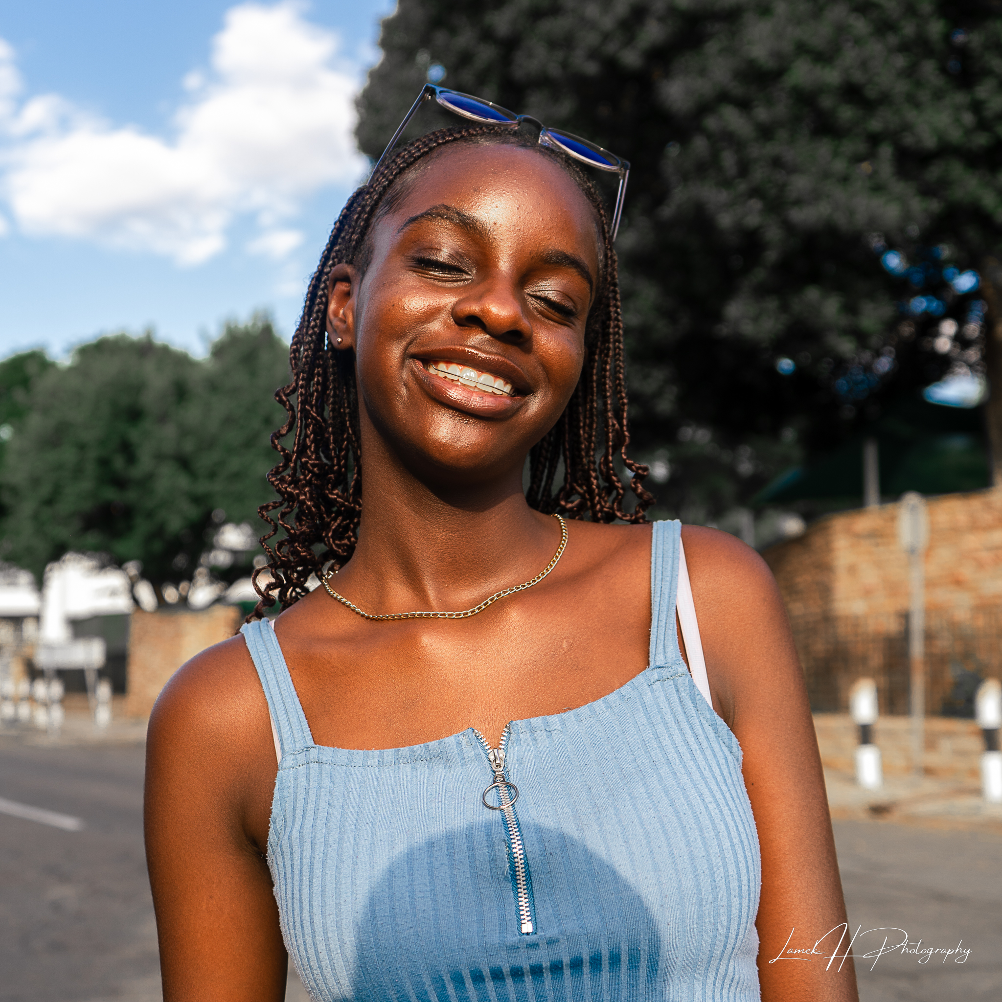 Elegant black and white portrait of a young woman in Windhoek